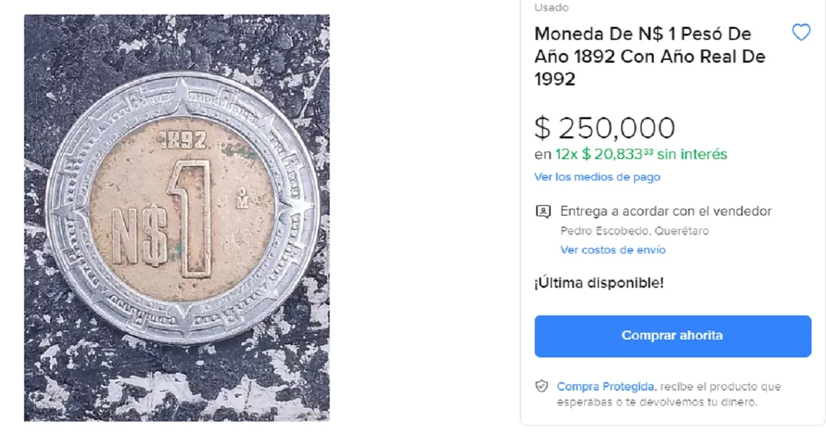 ¿Tienes esta moneda? Ofrecen hasta 250 mil pesos por ella