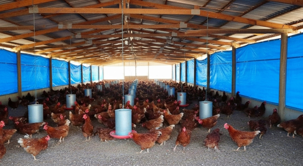 Ventilation system integrated with poultry house roofing