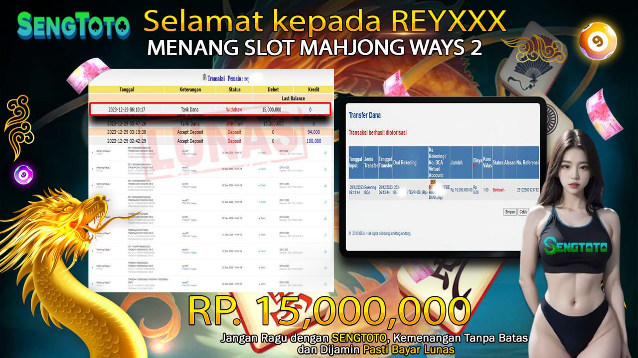 BUKTI PEMBAYARAN SLOT MAHJONG WAYS 2