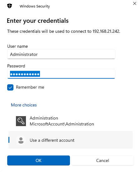 Remote Desktop Connection Window