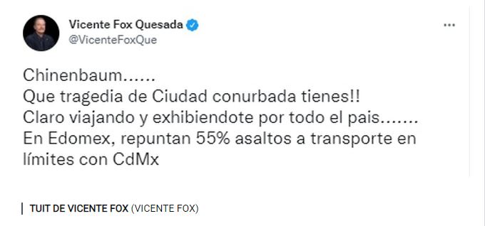 Fox ataca a Claudia Sheinbaum por sus constantes viajes fuera de la CDMX