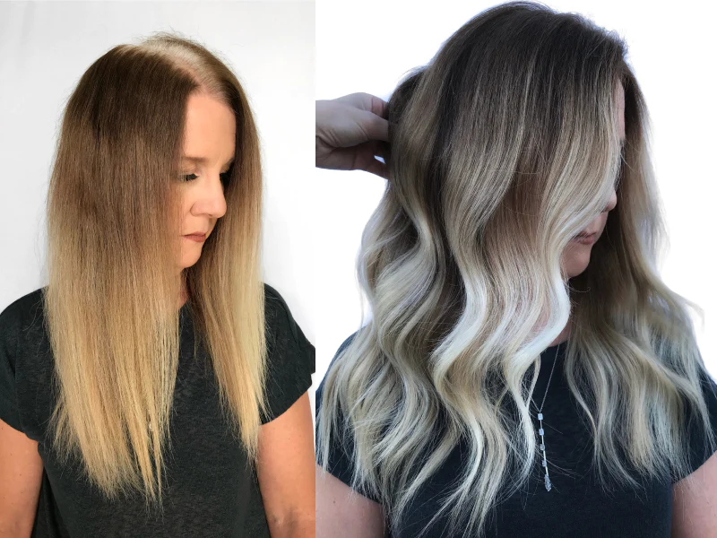 Cover grey hair with platinum blonde