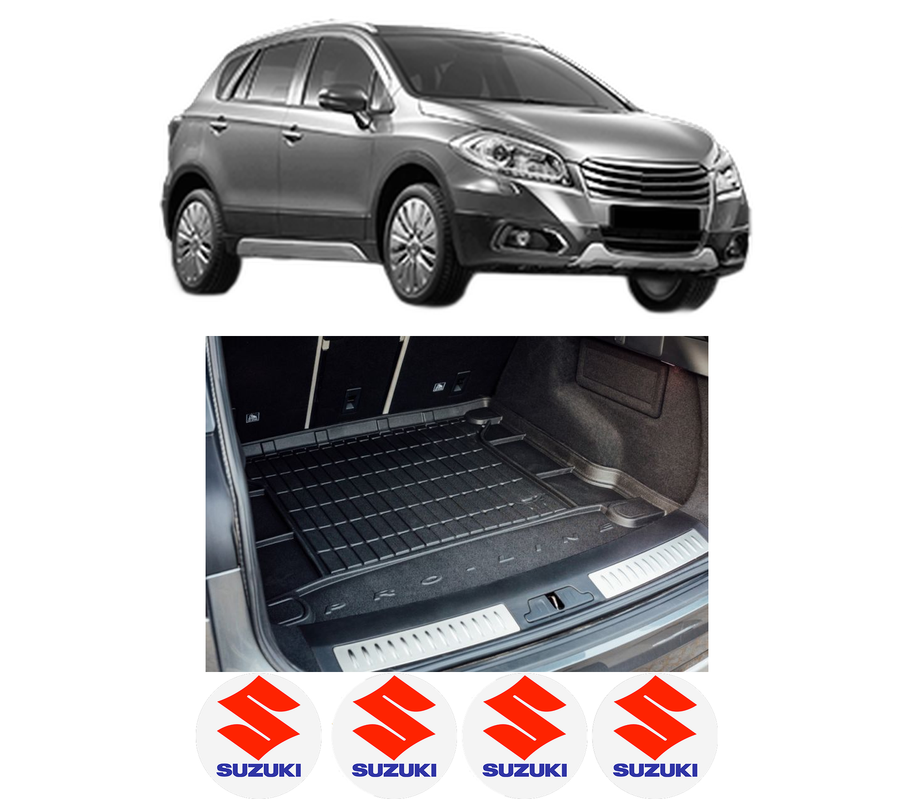 Tavita Portbagaj SUZUKI SX4 S-CROSS (JY) din 2013-2022, Protectie Portbagaj Auto, 4x Stickere auto cu SUZUKI