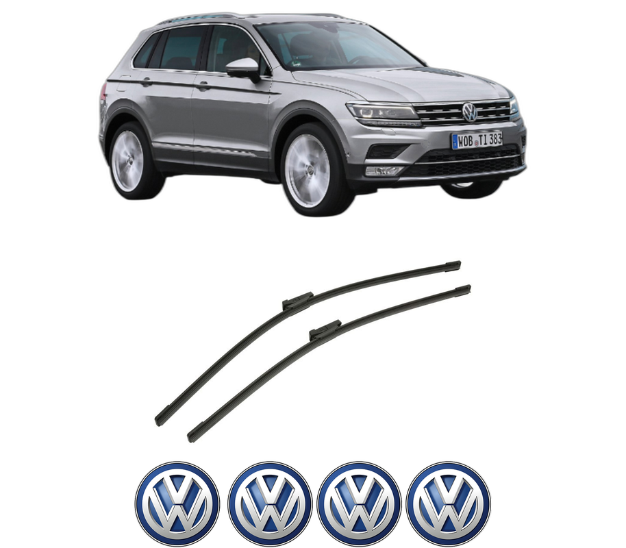 Set stergatoare auto Volkswagen TIGUAN SUV Van (AD1) din 2016-2020, pentru parbriz auto, 2 bucati, Bosch Aerotwin, din cauciuc siliconat rezistent, 4 Stickere Auto Volkswagen