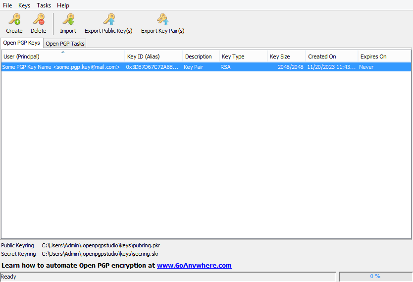 Fortra Open PGP Studio running on Windows 7.