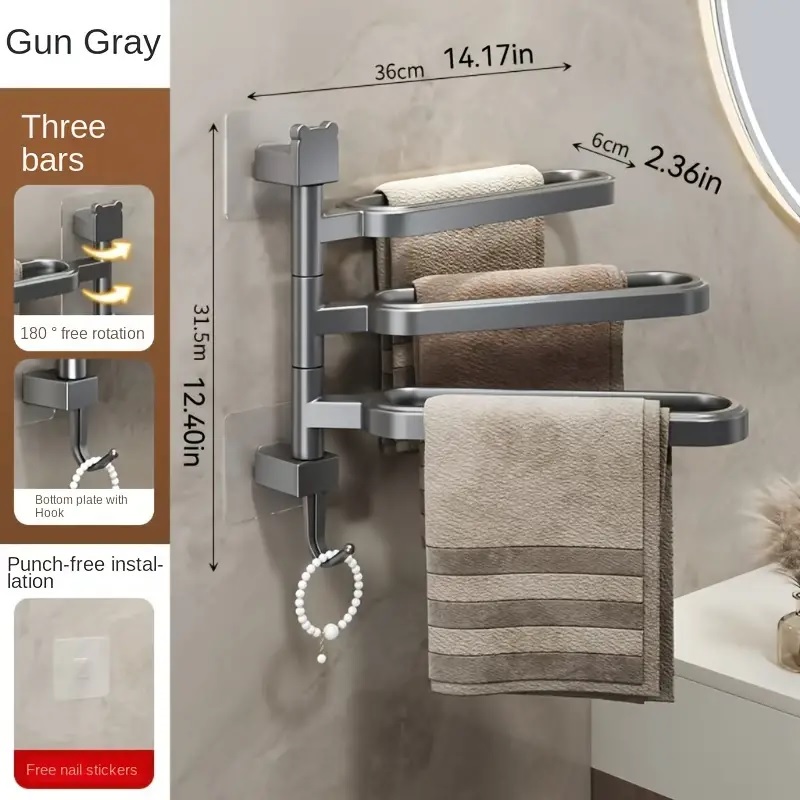 3-Swivel-Bars-Rotating-Towel-Rack-Wall-Mounted