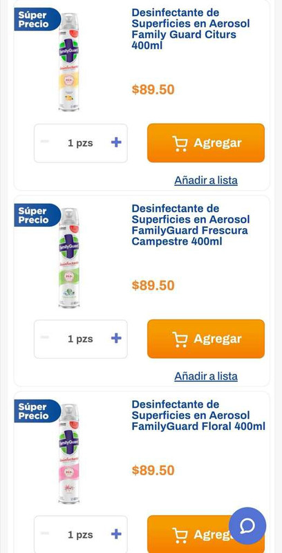 Chedraui: 2x$140 en Desinfectantes Family Guard en aerosol 400 ml (+30% de descuento, queda en 2x$98) 