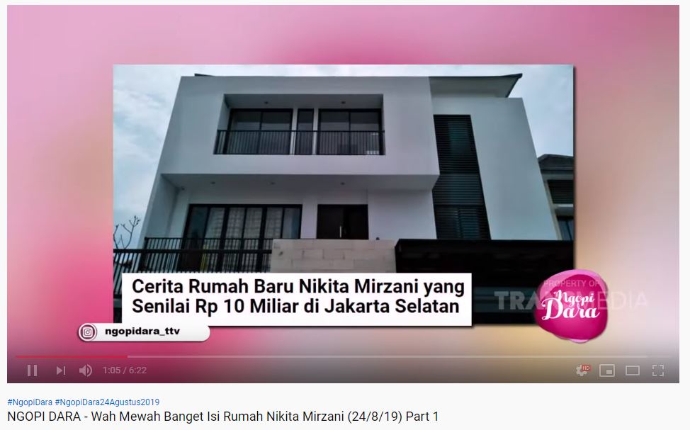 Rumah Nikita Mirzani yang senilai Rp 10 miliar
