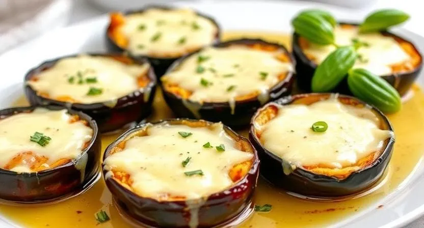 Запеченные баклажаны с чесноком и сыром