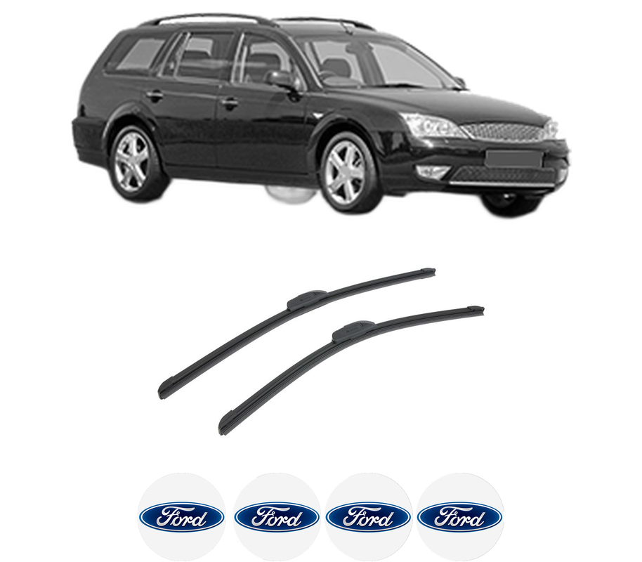 Set stergatoare auto FORD MONDEO III Turnier (BWY) din 2000-2007, pentru parbriz auto, 2 bucati, Bosch Aerotwin Retrofit, din cauciuc siliconat rezistent, 4 Stickere Auto FORD