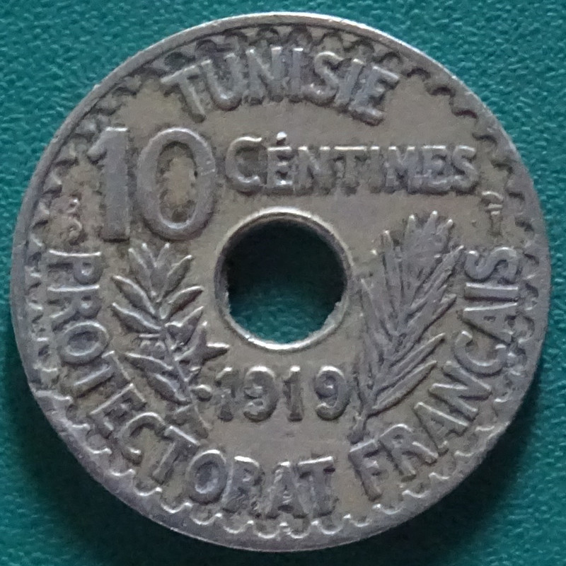 10 Céntimos Franco. Túnez (1919) TUN-10-C-ntimos-Franco-1919-anv
