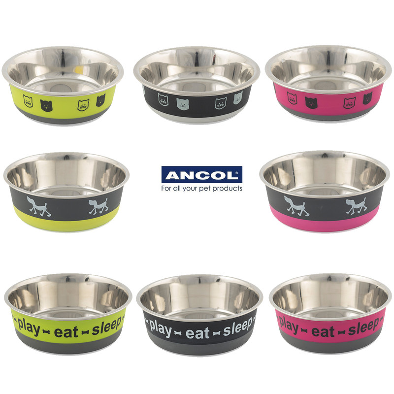 Ancol Fusion Stainless Steel Dog Cat Puppy Feeding Drinking Bowls Dish Food Ebay