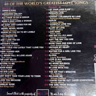 40 of the WorldÂs Greatest Love Songs 2 CD Set : Various Artists : CD