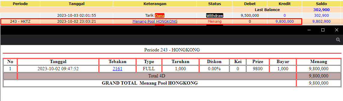 Bukti JP togel hari ini