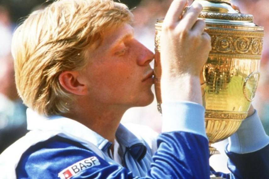 Boris kissing the Wimbeldon trophy