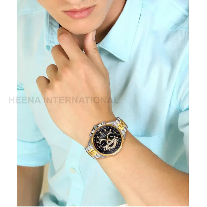 Casio Edifice EF-558SG-1A Gold Black Sporty Chronograph Retro-Grade Dial  Watch. | eBay