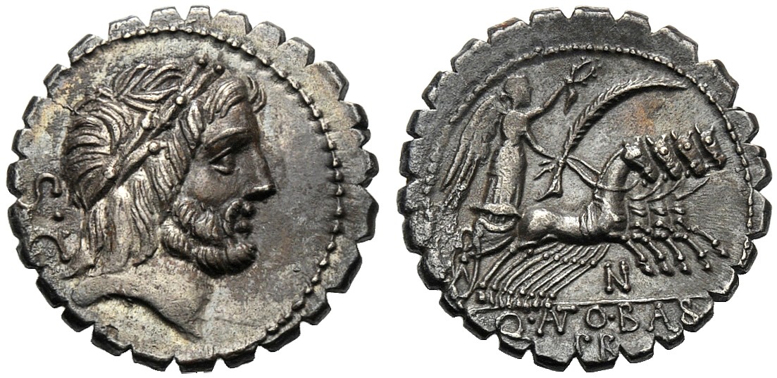 Denario serrado. Quintus Antonius Balbus. Familia Antonia. Republica de Roma. 83-82 a.C. Roma. 76y76711