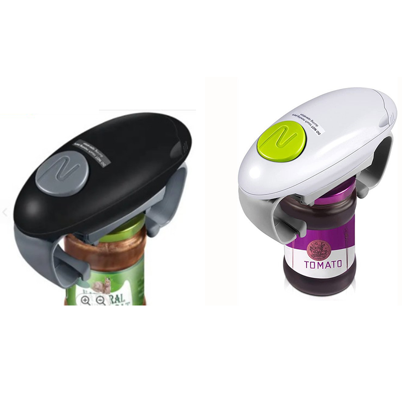 2-Pack Black and White Upgraded One-Touch Electric Can Opener — Dual-Handle Design, Automatic Hands-Free Can/Bottle Opener, ABS Material, Battery-Powered (Batteries Not Included), Designed for the Kitchen