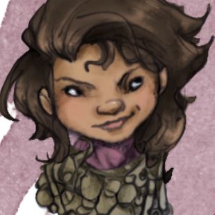 Cheeky looking halfling with wild brown hair