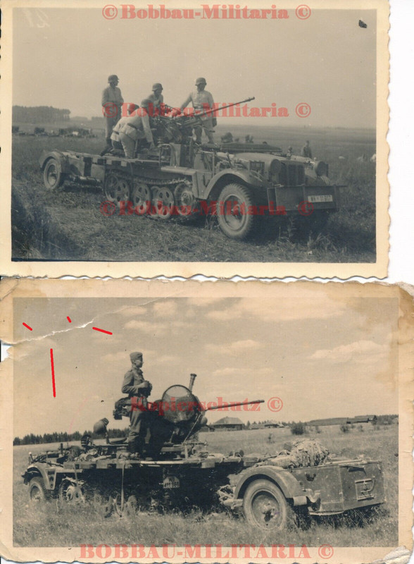 Fotos Wehrmacht Heeresflak SdKfz 10-4 mit 2cm FLAK und Sonderanhänger