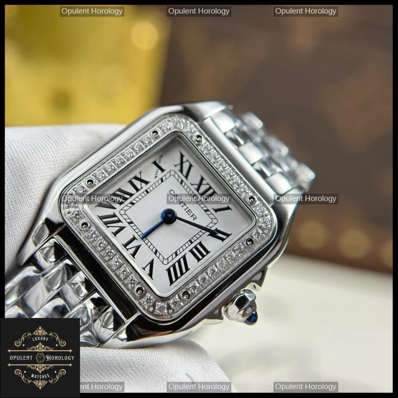 Cartier Panthere Mini Women's Watch Polished Steel 23x30mm White Dial - Super Clone