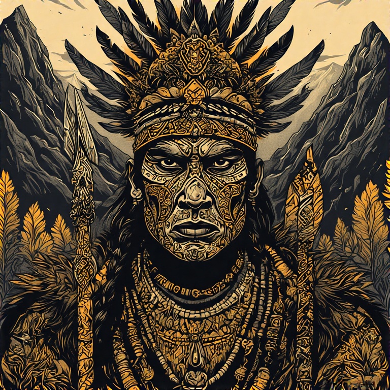 A-tribal-warrior-in-woodcut-st-36