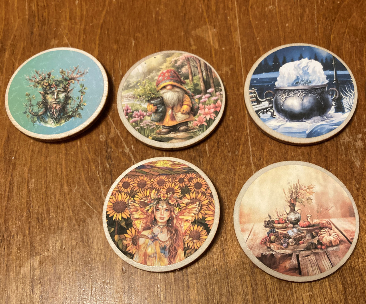 handcrafted pagan welcome sign disks