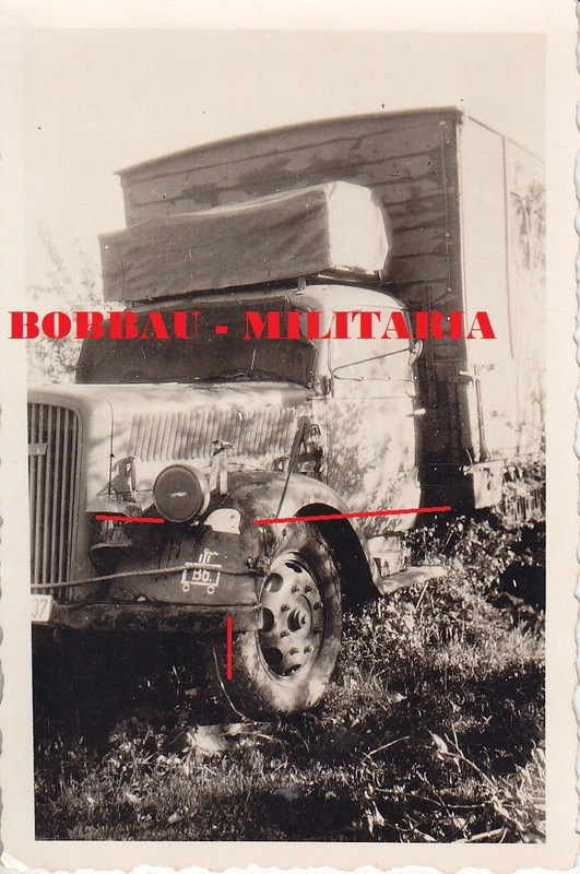 Beobachtungs-Abteilung GD LKW Opel-Blitz mit Kennung GD weißer Stahlhelm