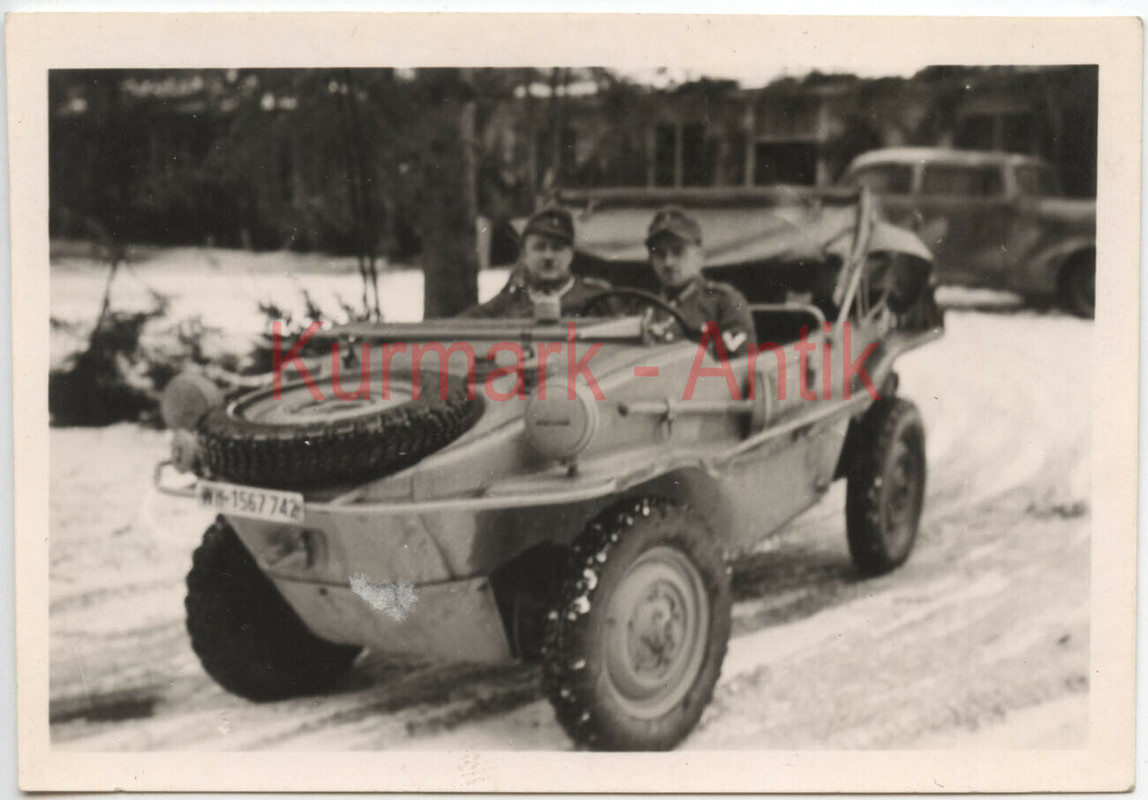 Foto Wehrmacht PKW Jeep VW Typ166 Schwimmwagen Kübel