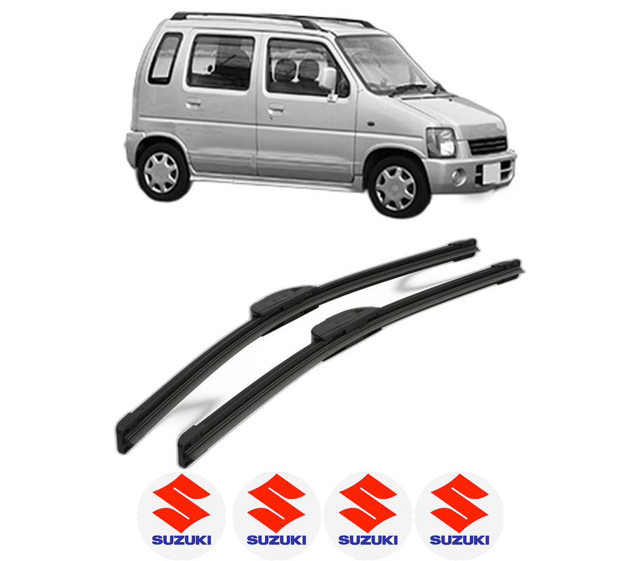 Set stergatoare auto SUZUKI WAGON R+ Hatchback (EM) din 1998, pentru parbriz auto, 2 bucati, Bosch Aerotwin Retrofit, din cauciuc siliconat rezistent, 4 Stickere Auto SUZUKI