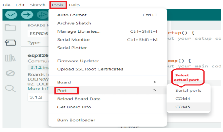 NodeMCU Port Selection