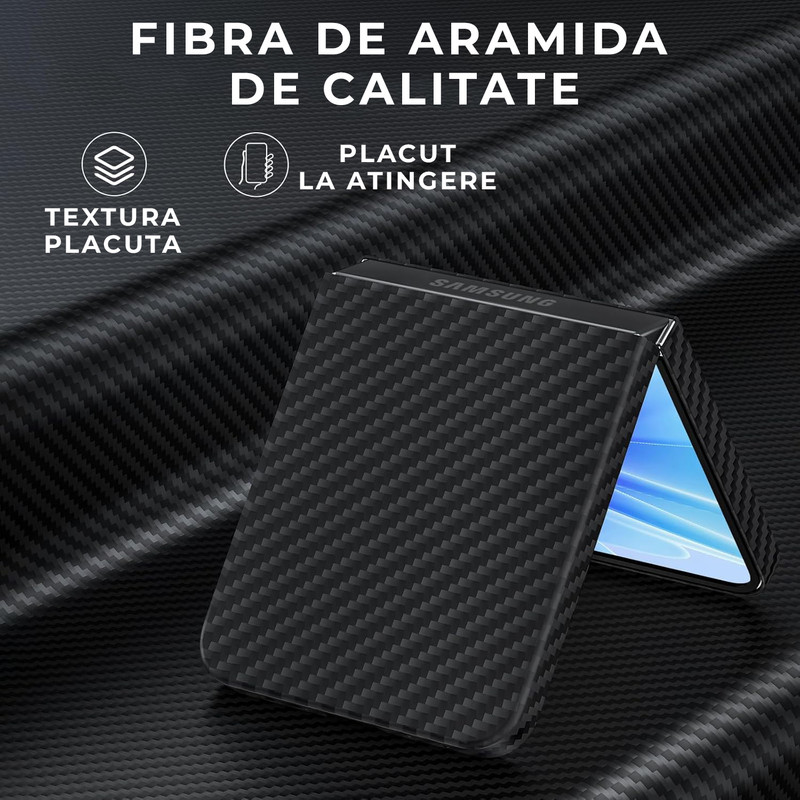 Husa pentru Samsung Z Flip 6 din fibra de aramida/kevlar Daden® , Protectie Importriva socurilor, Protectie Camera, Negru 71f3 QDo Cpg L AC SL1500
