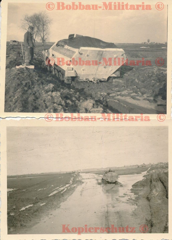 Russland Vormarschstraße KOWEL schw.Panzerjäger Abtlg.655 SdKfz 251 Schlamm