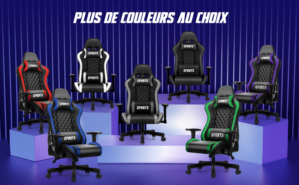 Chaise Gaming Alfordson - Bureau Ergonomique Réglable, Design Racing, Confort Longue Durée (Bleu, 150 Kg Max) - 2