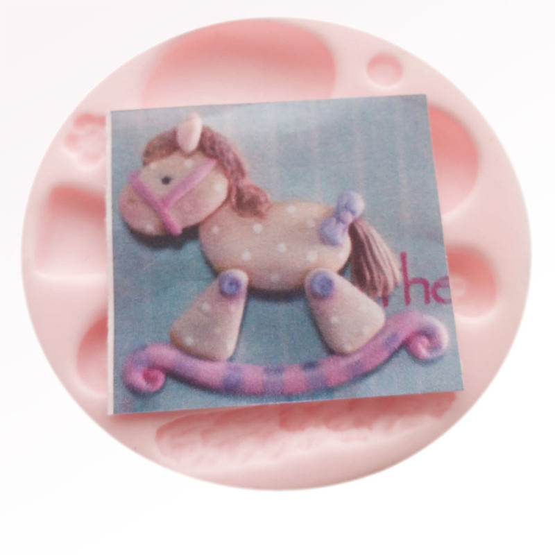 Molde Silicona caballo balancín para apliques en fondant y fomi