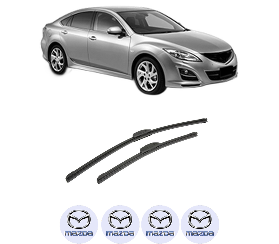 Set stergatoare auto MAZDA 6 Saloon (GH) din 2007-2013, pentru parbriz auto, 2 bucati, Bosch Aerotwin Retrofit, din cauciuc siliconat rezistent, 4 Stickere Auto MAZDA