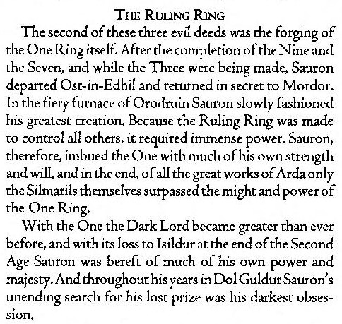 The One Ring is second only to the Silmarils