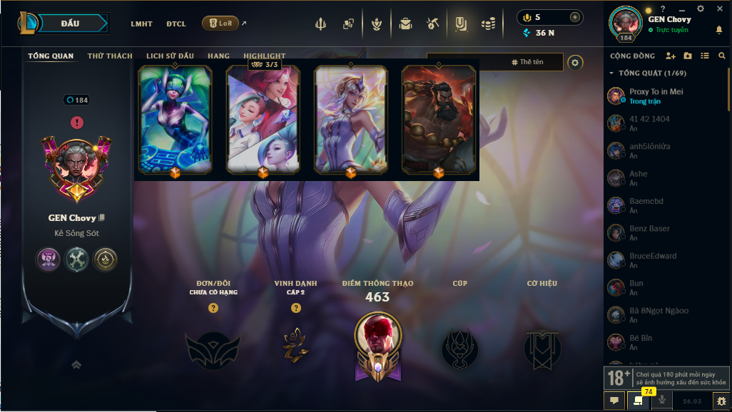 Acc LMHT # - Không Khung