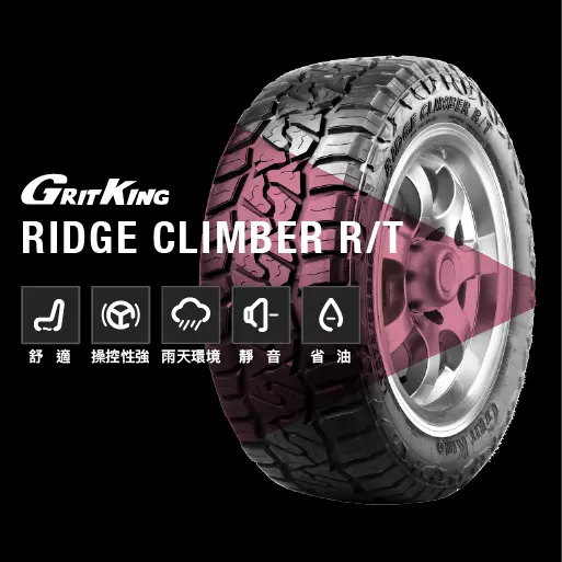 Grit King Ridge Climber R/T Tires 33x12.50R22 Load F 12-Ply (Set Of 4) – Light Truck Rugged Terrain