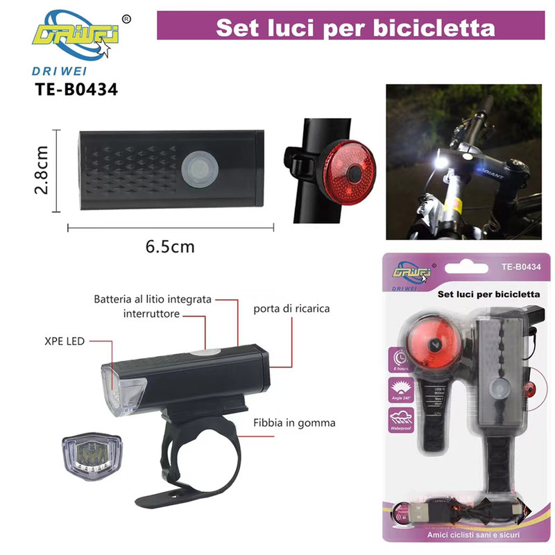 Lampade Per E Bike Kit Luci LED Per Bici Elettrica 24V-48V - Faro Anteriore Con Clacson E Fanale Posteriore, Interruttore Di Controllo Kit Luci Bici Elettrica