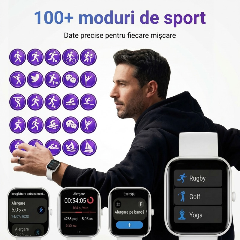 Smartwatch ROTTER Alb