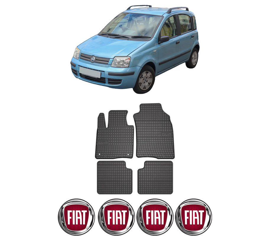 Set covorase presuri FIAT PANDA Hatchback Van (169_) din 2004-2010, auto, din cauciuc thermoplastic, 4 Stickere auto cu FIAT