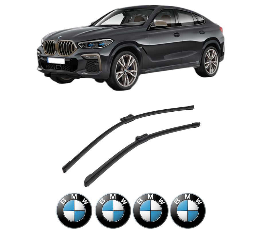 Set stergatoare auto BMW Seria X6 (G06, F96) din 2019-2023, pentru parbriz auto, 2 bucati, Bosch Aerotwin, din cauciuc siliconat rezistent, 4 Stickere Auto BMW Seria