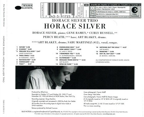 Horace Silver - Horace Silver Trio: And Spotlight On Drums Art Blakey - Sabu [Reissue 1989+2003] (1953) Lossless+MP3