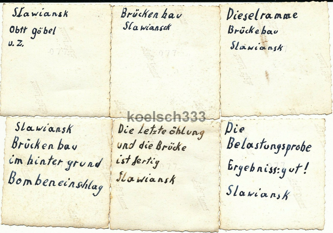 6 Fotos Slawjansk Russland Pioniere Brücke Dampflok Belastungsprobe Feldtelefon7