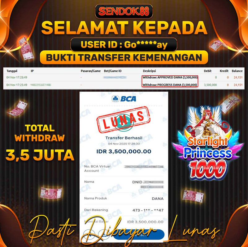 SENDOK88 JEPE! STARLIGHT PRINCESS 1000 Rp 3.500.000,- LUNAS!