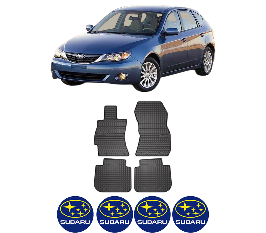 Set covorase presuri SUBARU IMPREZA Hatchback (GR, GH, G3) din 2007-2013, auto, din cauciuc thermoplastic, 4 Stickere auto cu SUBARU
