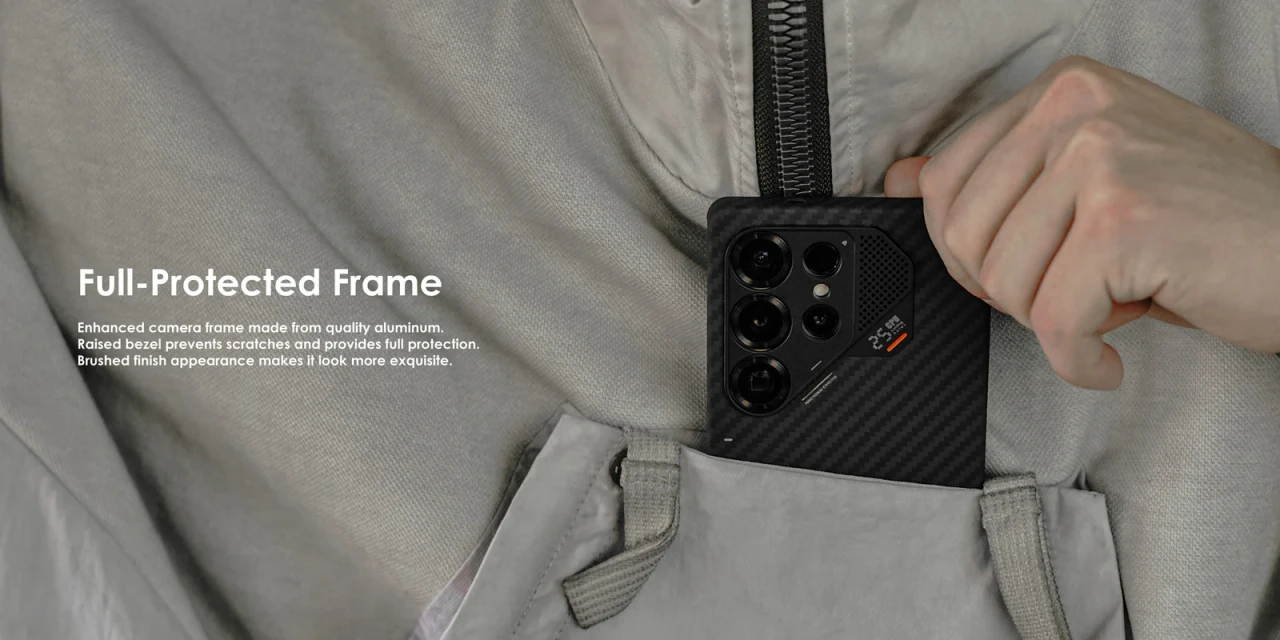 Husa pentru Samsung S25 Ultra, Aulumu din fibra de aramida, Ultra slim, compatibila MagSafe, Racire activa CoolHyper, Cadru camera din Aluminiu, Design rezistent la socuri, Disipare caldura, Protectie premium, Negru 6 6af71002 b83f 4c40 86af ba706ae9bd57