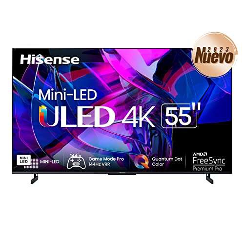 Amazon: Hisense-Pantalla MiniLed 4K 55 de 55U7K Google TV, con144Hz VRR, HDMI2.1, Quantum Dot