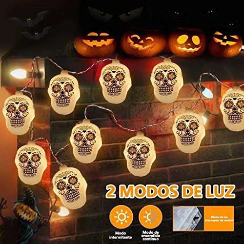 Amazon: Serie de luces led de calavera 10m para Dia de muertos o Halloween 
